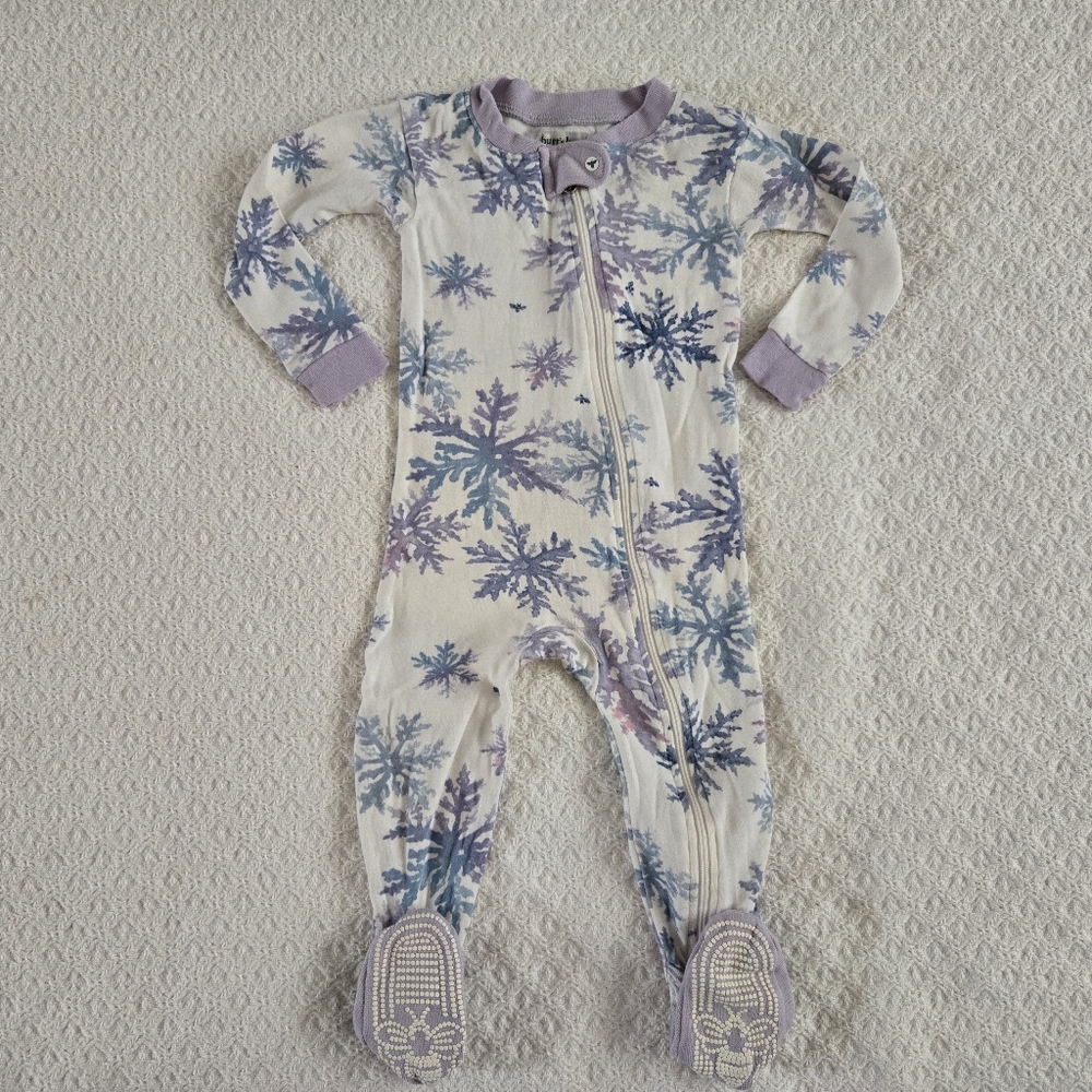 Snowflake Flurries Baby Girl Organic Cotton Footies 12 Months